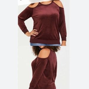 Torrid 2 velvet cold shoulder sweatshirt